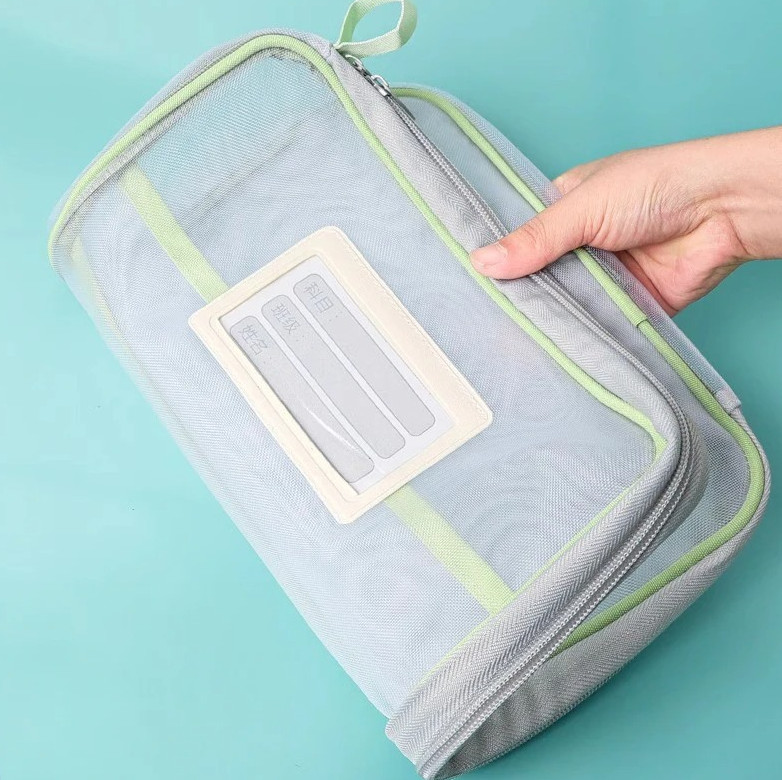 4pcs A4 Mesh Zipper Storage Bags Double Layer Large Capacity Organizer – NEW