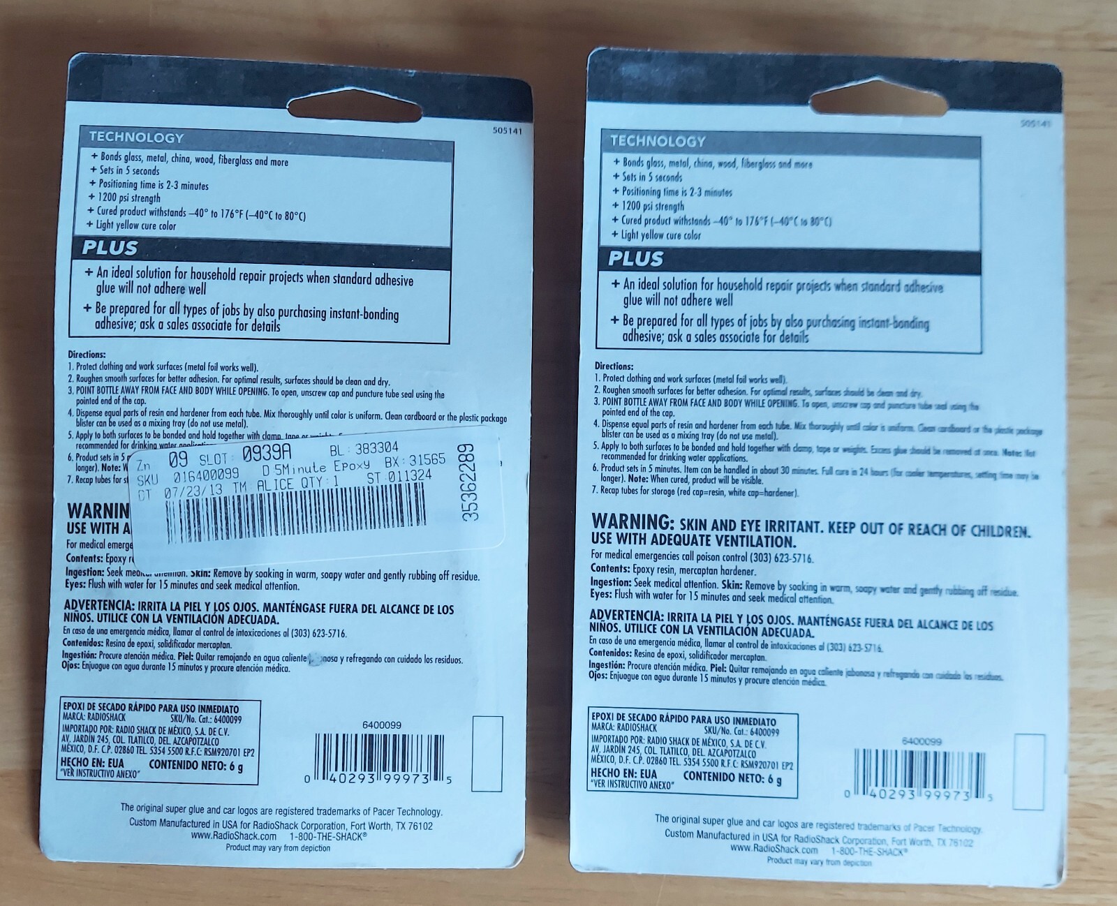2X RadioShack 5-min Metal Glass Wood Epoxy All Purpose Bonding Super Glue .21 oz