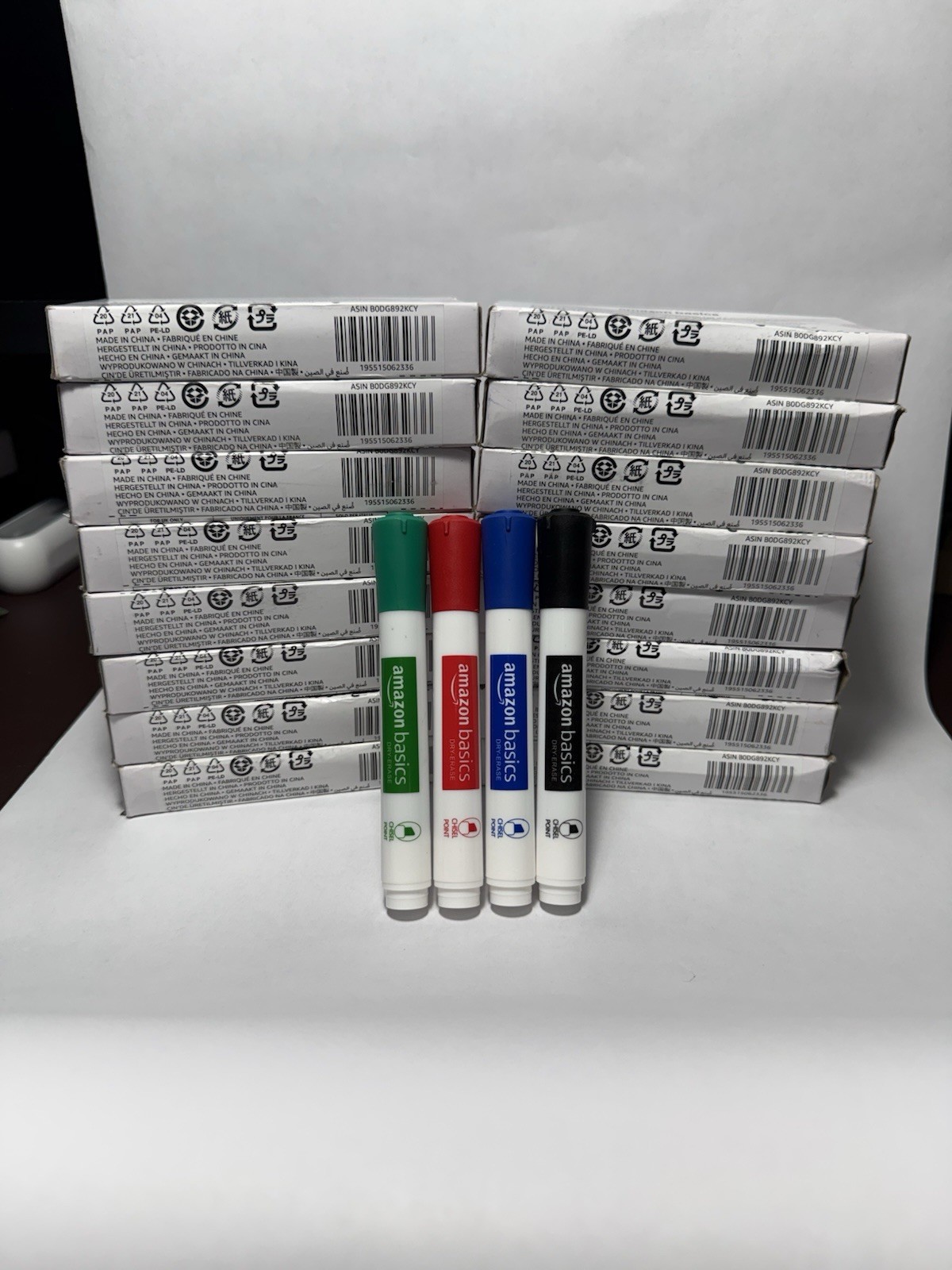 Amazon Basics Dry-Erase Chisel Tip White Board Markers – Multicolor, Pack of 64