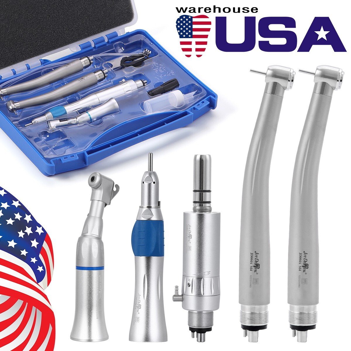 PANA MAX Dental High & Low Speed Handpiece Kits 4 Holes Push Button Air Turbine