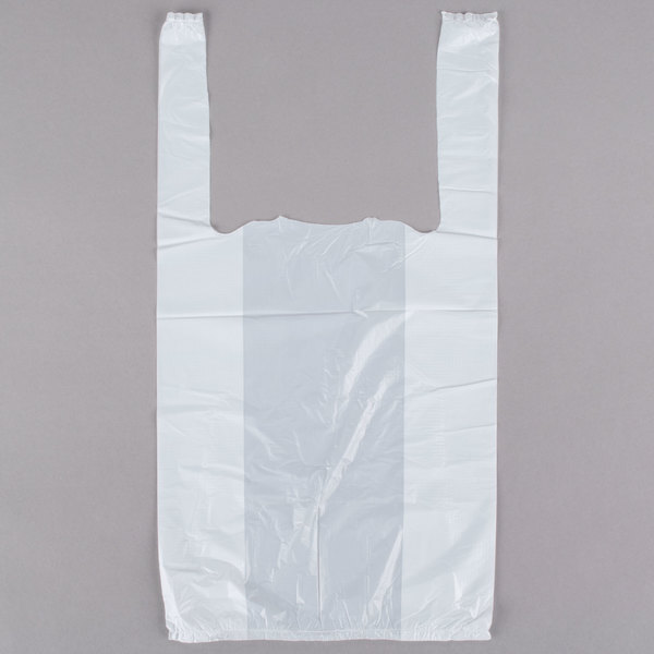 Bags 1/10 Small 8 x 4 x 15 White T-Shirt Plastic Grocery Shopping Bags 0.55 M