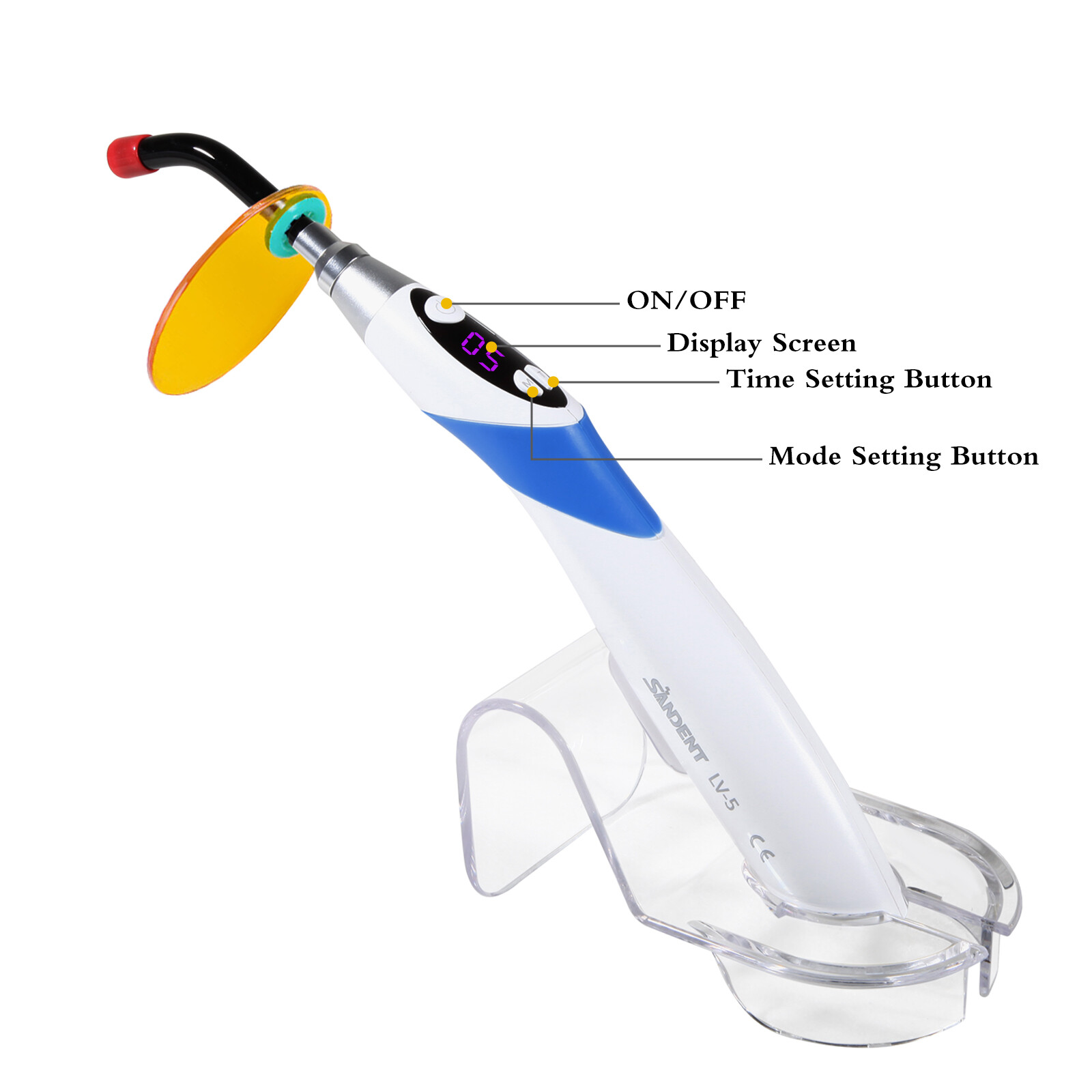 Dental Wireless Cordless LED Cure Curing Light Lamp 1800mw 5SEC Resin Cure Tool