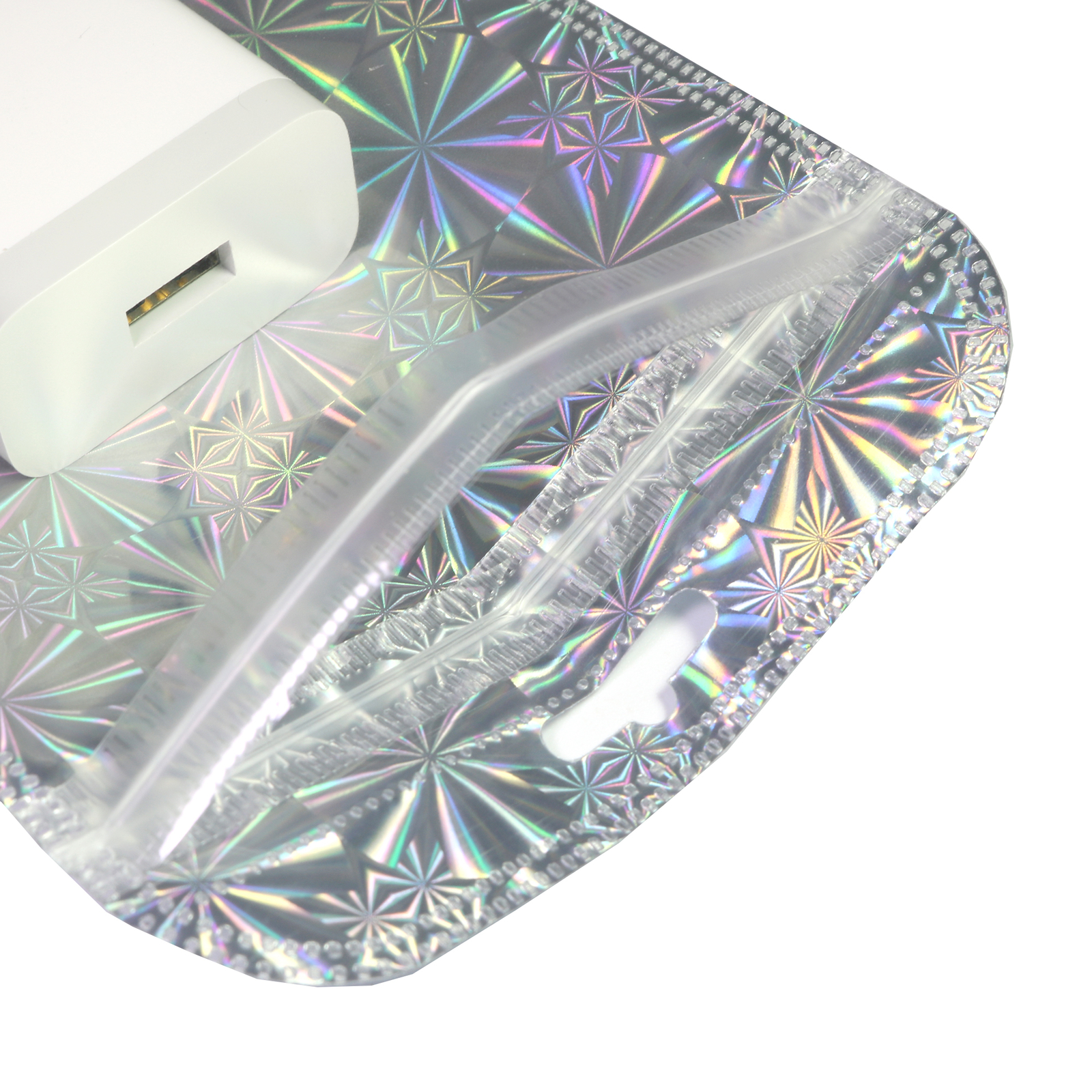 100x Clear & Silver Mylar Holographic Zip Bags 4x6in (Free 2-Day Shipping)