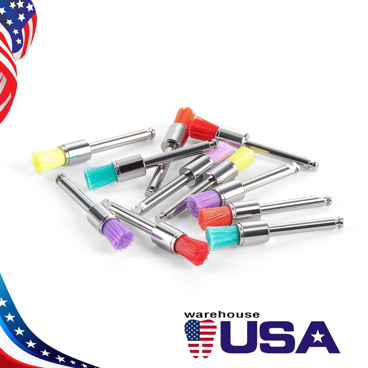 100pcs de cepillos de pulido de nailon dental Copas profilácticas RA tipo plano