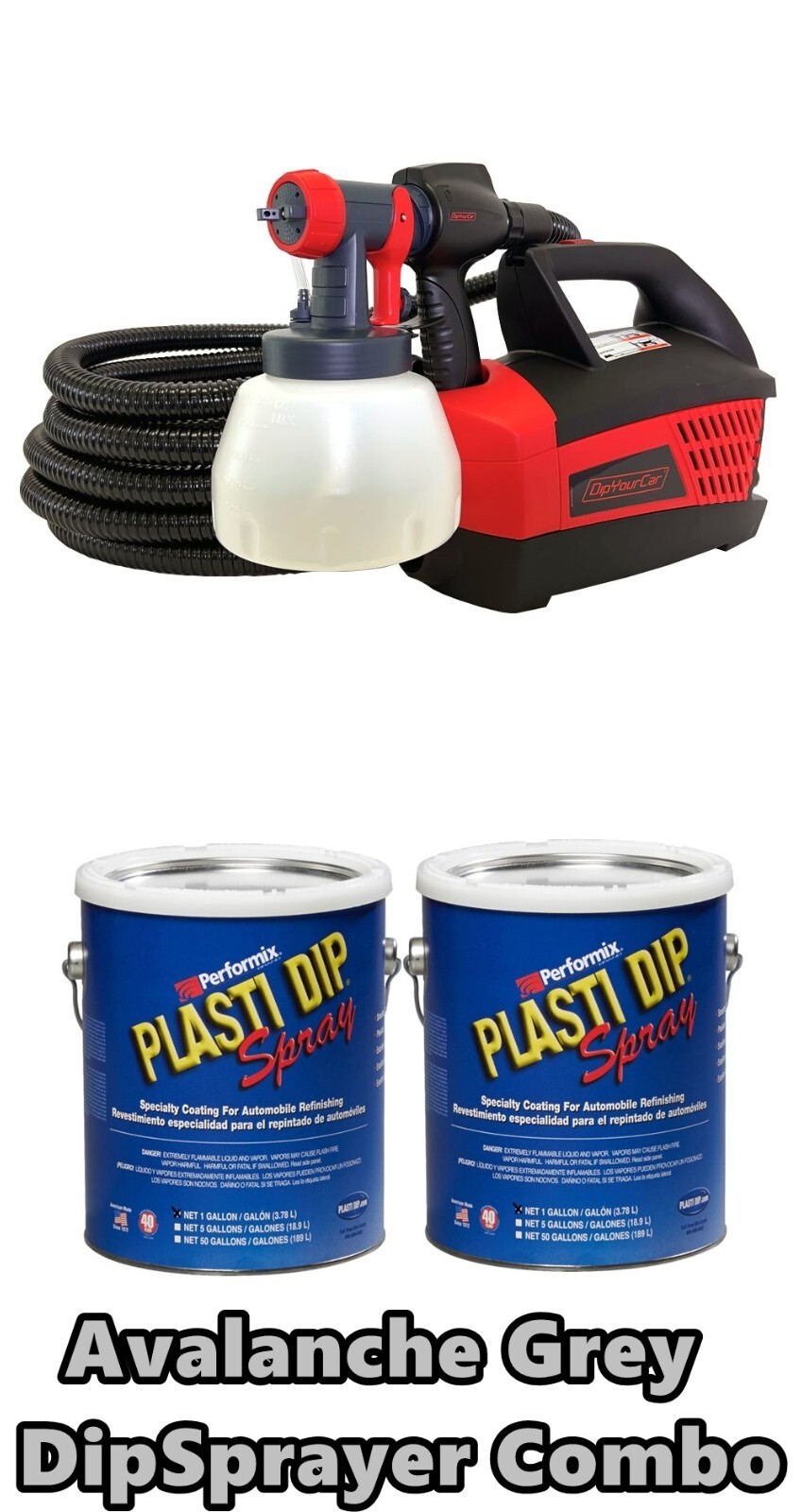Plasti Dip Spray 2 Gallon Avalanche Grey DYC G-Force DipSpayer Ready to Spray