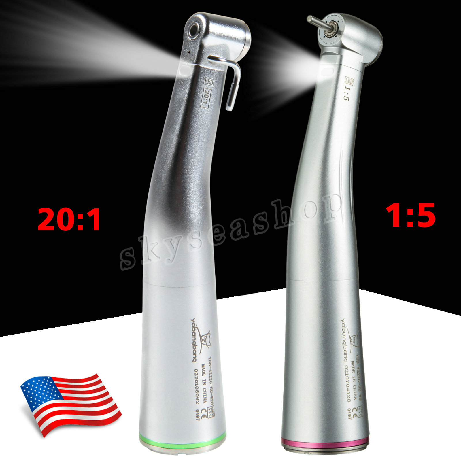 Dental LED 1:5 / 20:1 Implant Contra Angle Fiber Optic handpiece for KAV/NSK dt