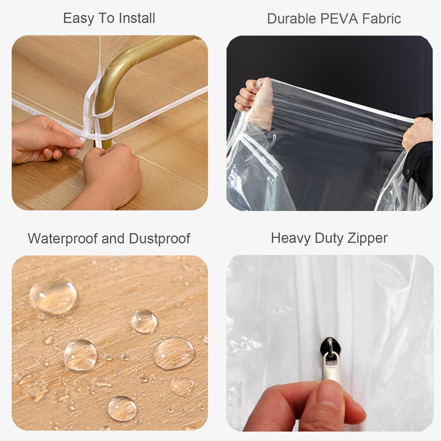 Clear Garment Rack Cover with Zipper Clothes Hanging Rack Cover Dustproof Wat…