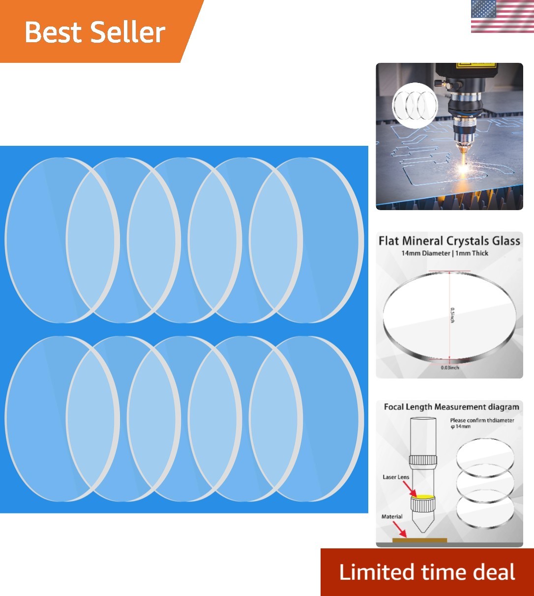 10 Laser Protective Lenses 14mm – High Compatibility for D1 Pro, M1, P20 Modules