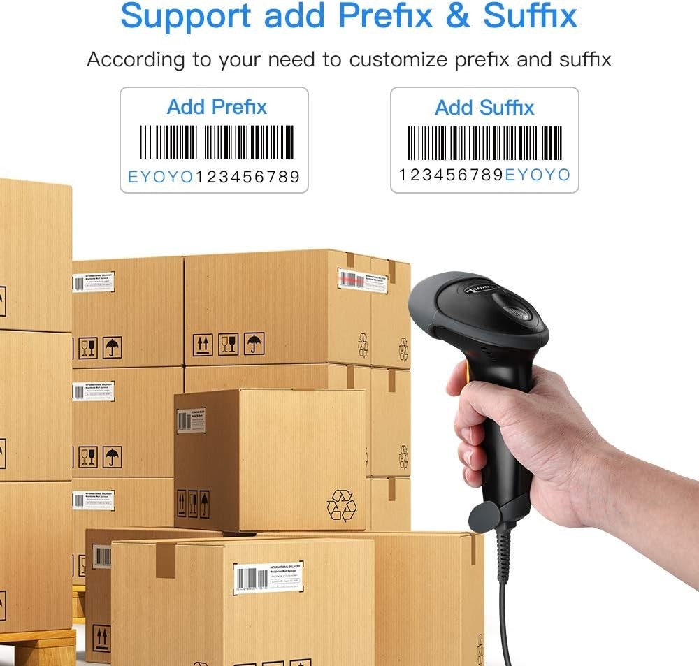 Lightweight Wired Barcode Scanner with High Compatibility for All Major Software