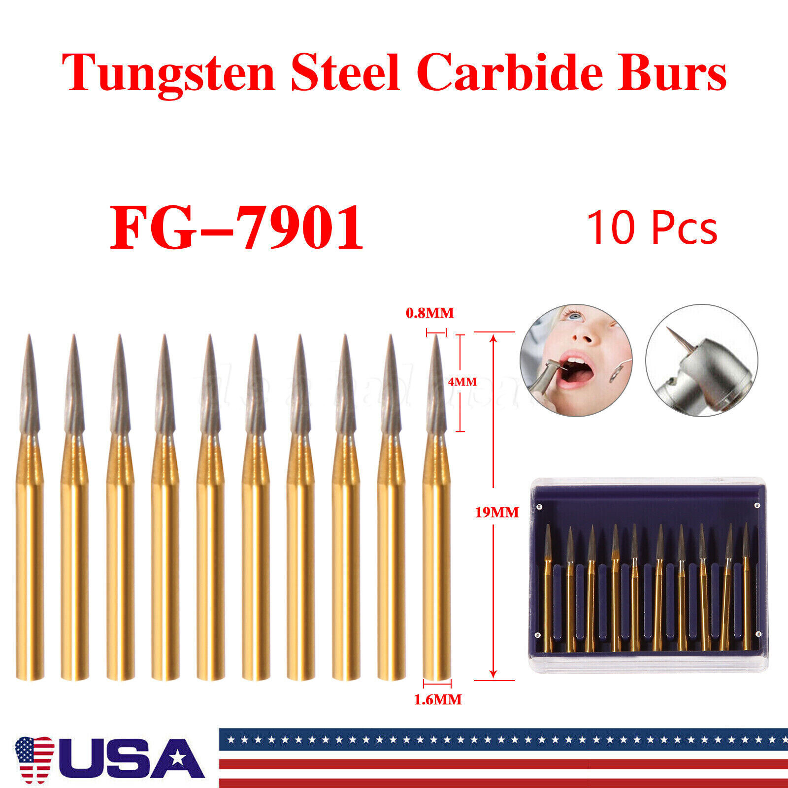 Carbide Burs 7901 TRIMMING & FINISHING 12BLADE T&F Bur