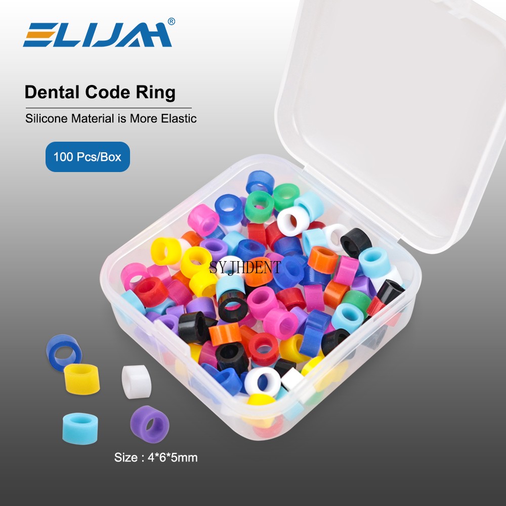 100 Pcs Dental Silicone Code Rings Instrument Autoclavable 135ºC Assorted Color