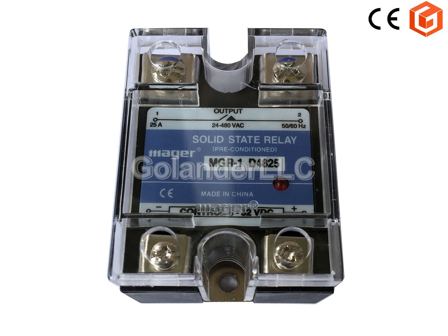 25A 3-32VDC to 24-480V AC Solid State Relay SSR + Clear Cover