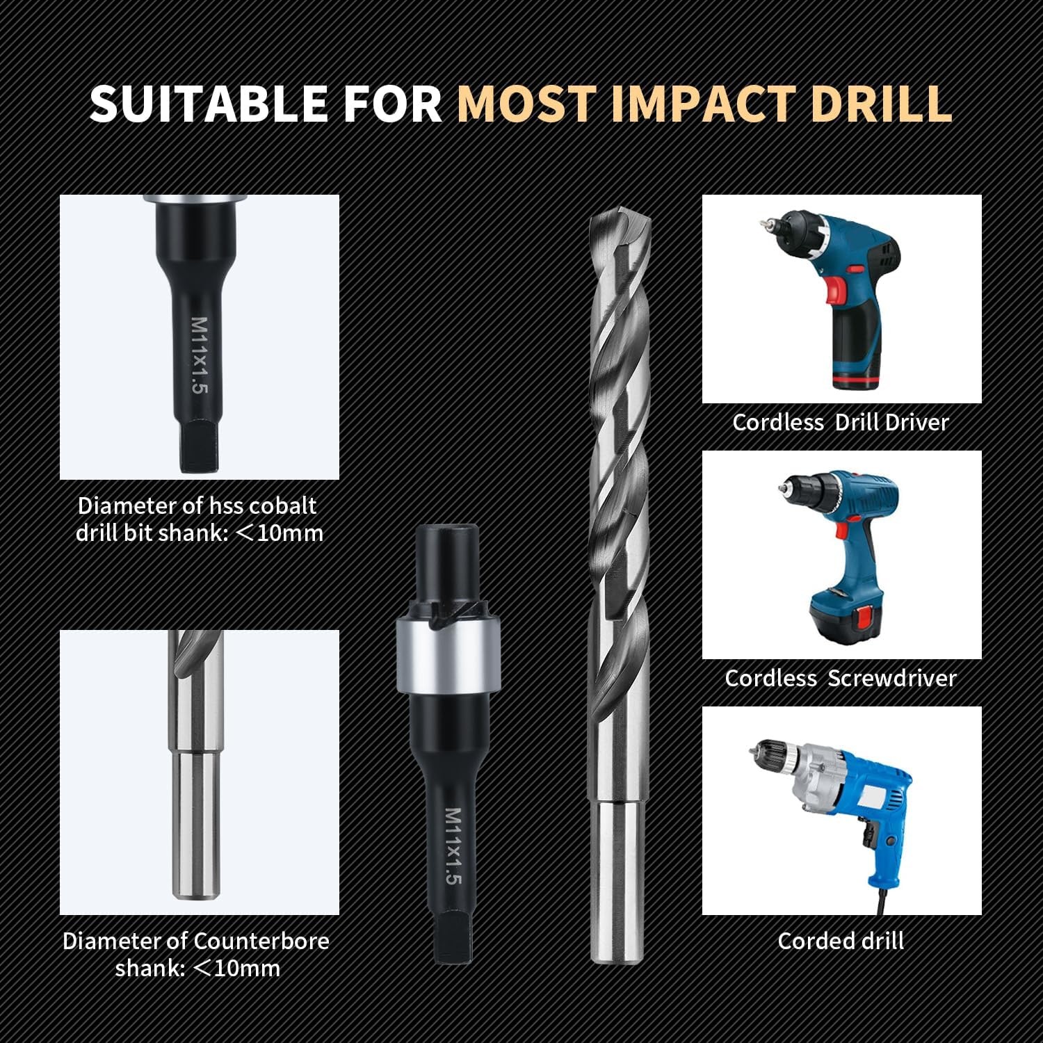 M11X1.5 Metric Thread Repair Kit with Insert HSS Drill, Tap, Counterbore, Instal