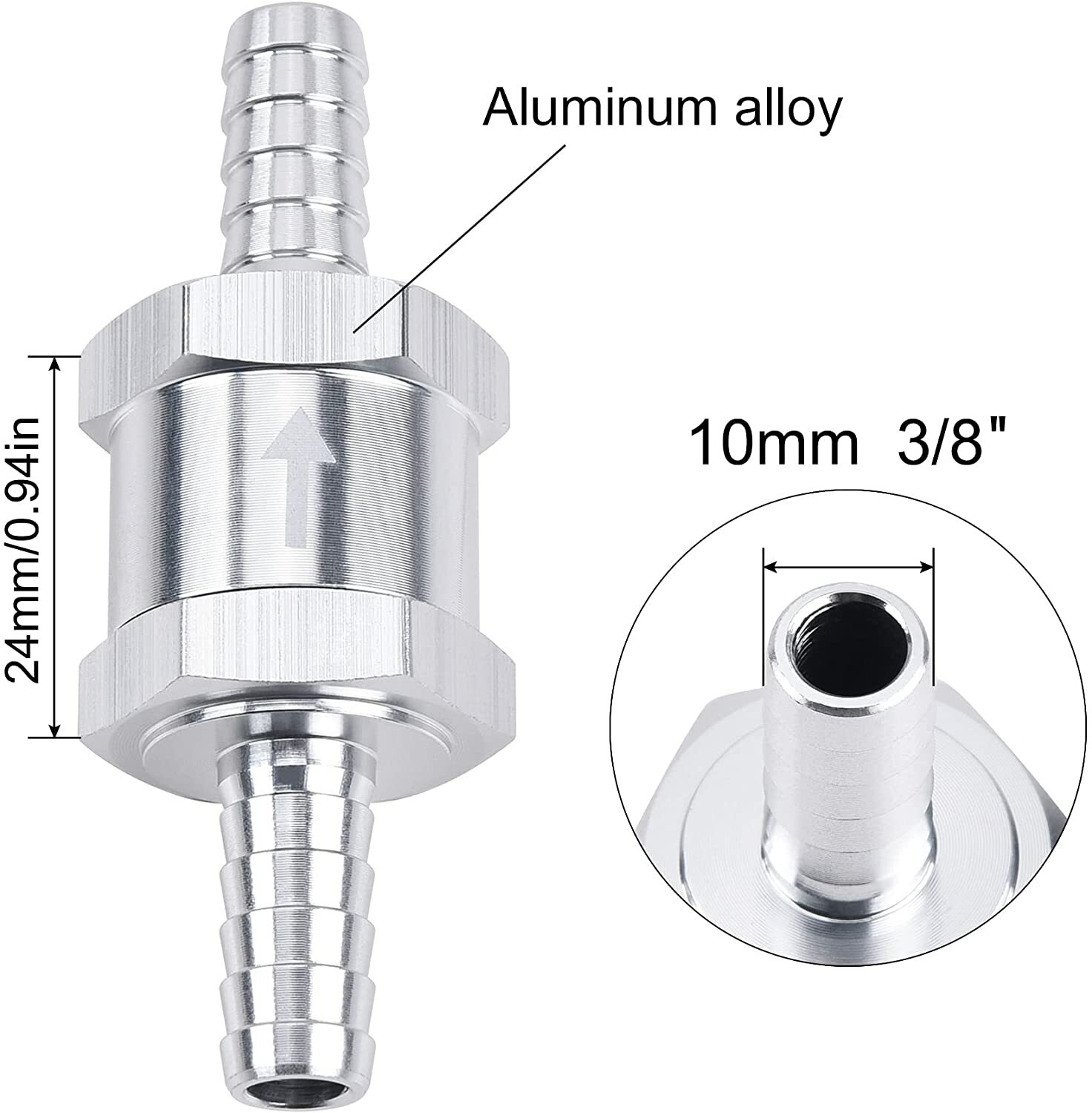 1pcs 10mm 3/8″ Fuel Line Non-Return One Way Air Fuel Oil Check Valve Diesel Gas