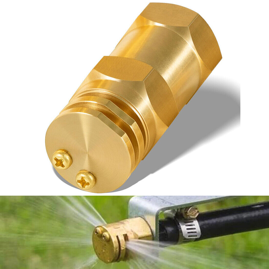 Boomless Spray Nozzle w/90°&180°Caps 1/2″FPT #5 Brass 40PSI 2.0GPM Agricultural