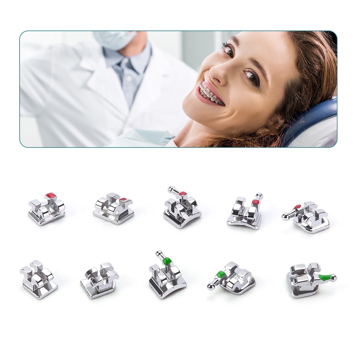 20 X Dental Orthodontic Brackets Braces Mini Roth MBT 022 /018 Hook 345
