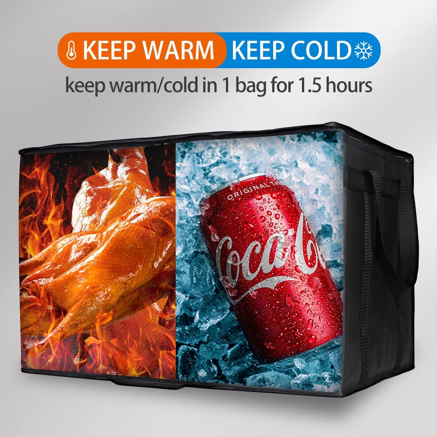 Bodaon 5-Pack Insulated Food Delivery Bag for Hot and Cold Meal, XXX-Large, G…