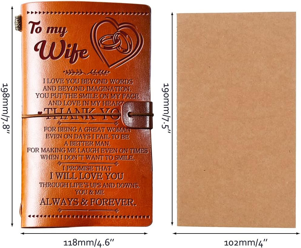 Wife Gifts from Husband, to My Wife Leather Journal, 140 Page Wife Refillable Wr