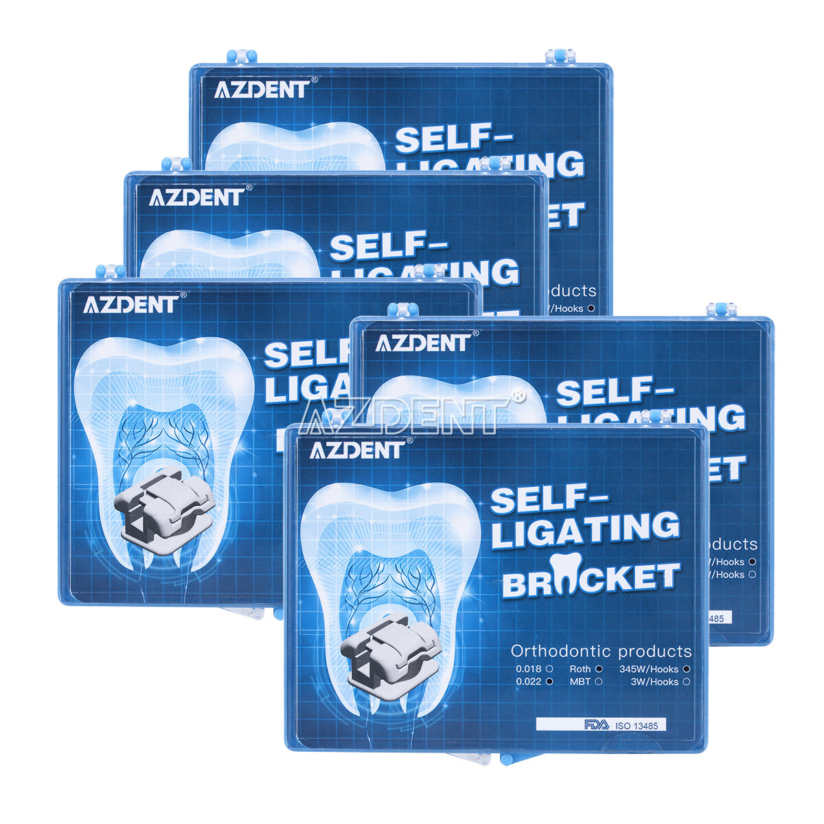 AZDENT Dental Orthodontic Self-Ligating Bracket Braces Roth/MBT .022 Hooks 3 4 5