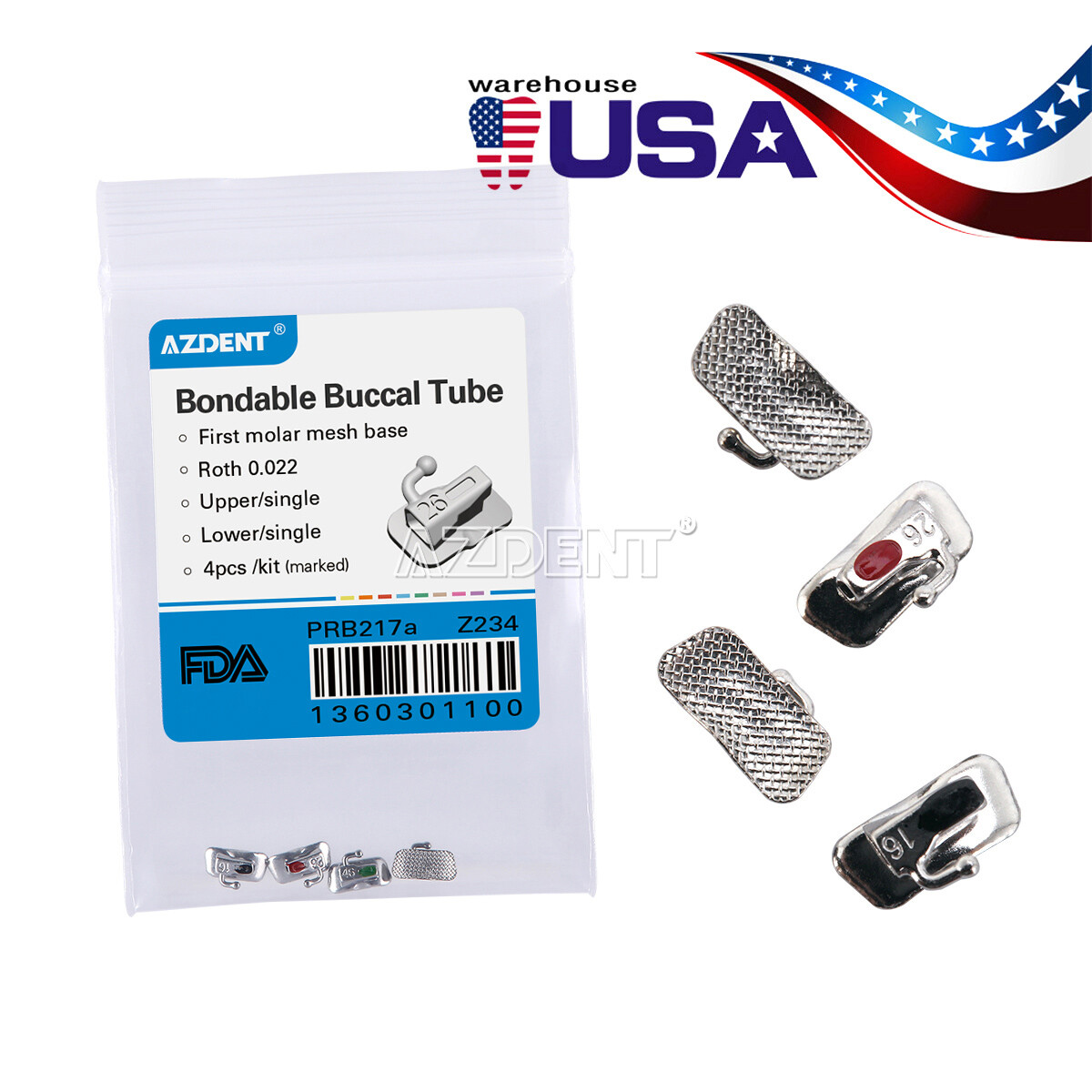 AZDENT Dental 1st Molar Tubos Bucales Adheribles No Conv Roth/MBT.022