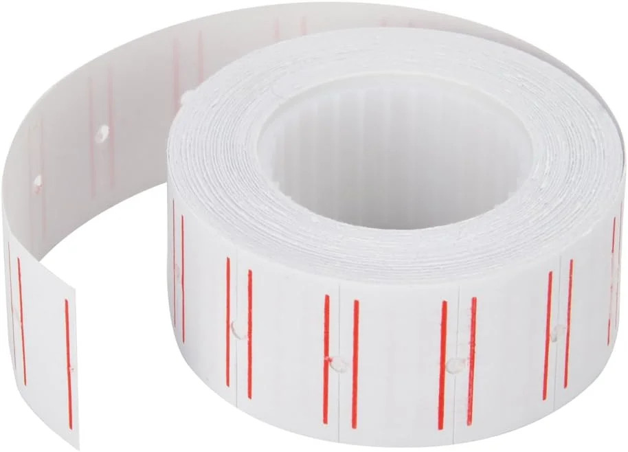 MFLABEL 10 Rolls 6000 White Price Gun Labels for Mx-5500 – with Double Red Line