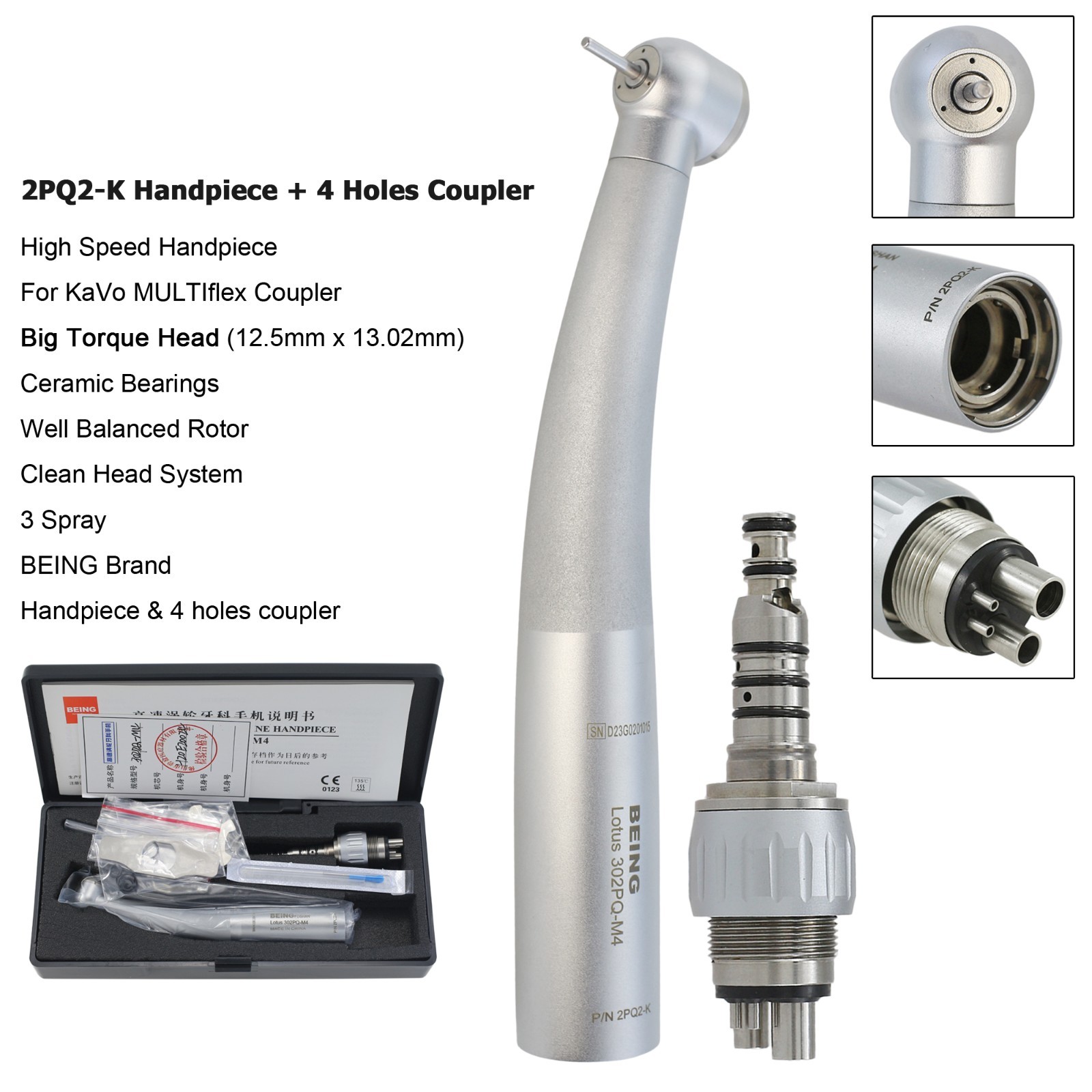 US BEING Dental High Speed Turbine Handpiece For KaVo MULTIflex Coupler 4 Hole