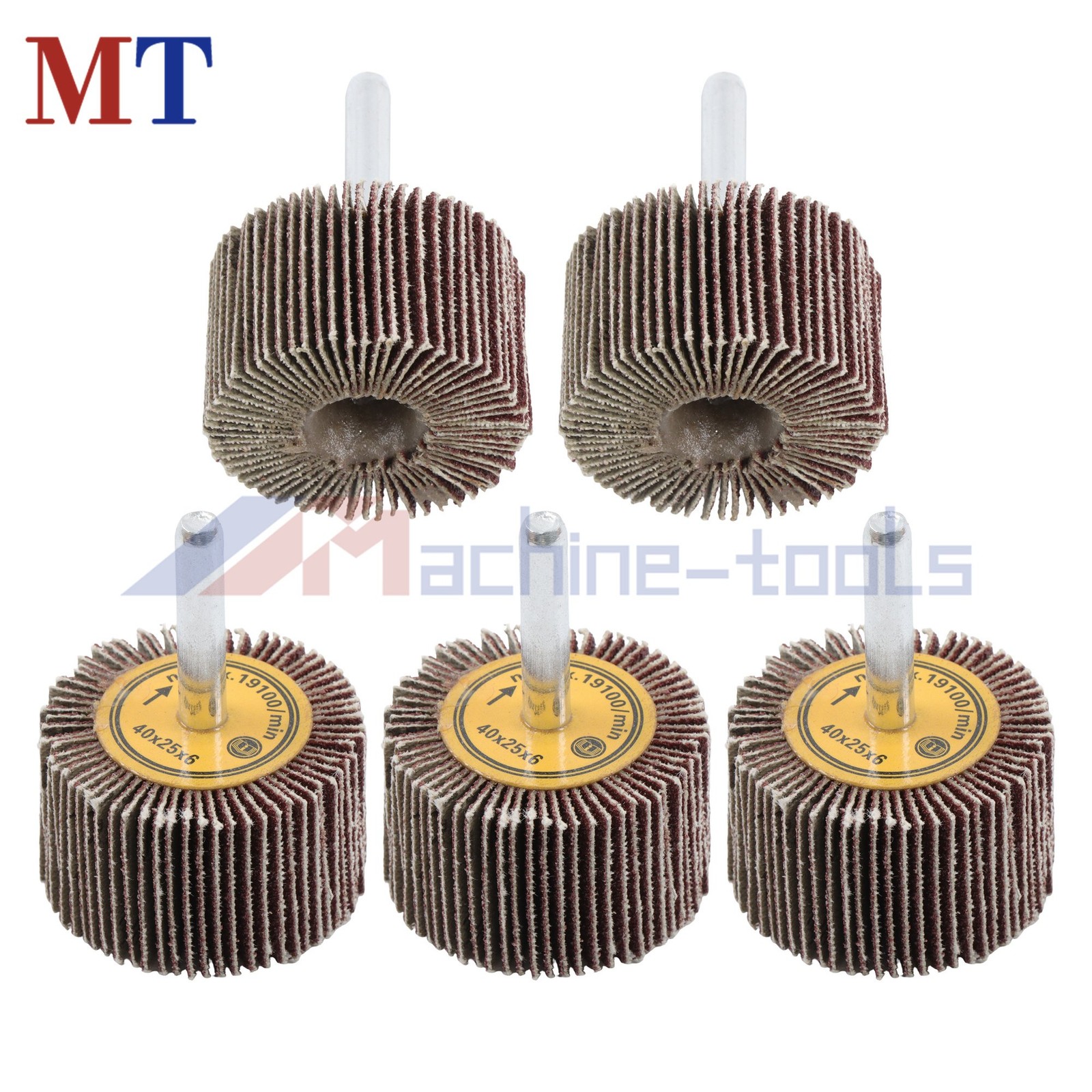 5 Pack Shank Mounted Flap Wheels 120 Grit Aluminum Oxide 1-1/2″x1″x 1/4″