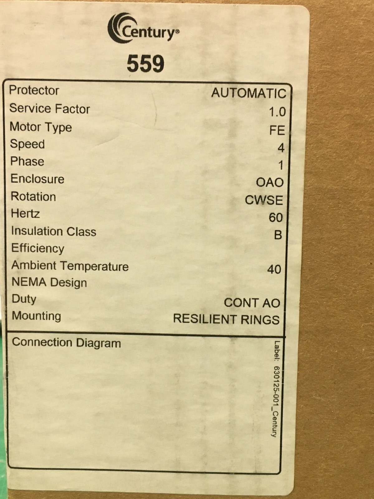 Century 559 Single Phase General Purpose Blower Motor
