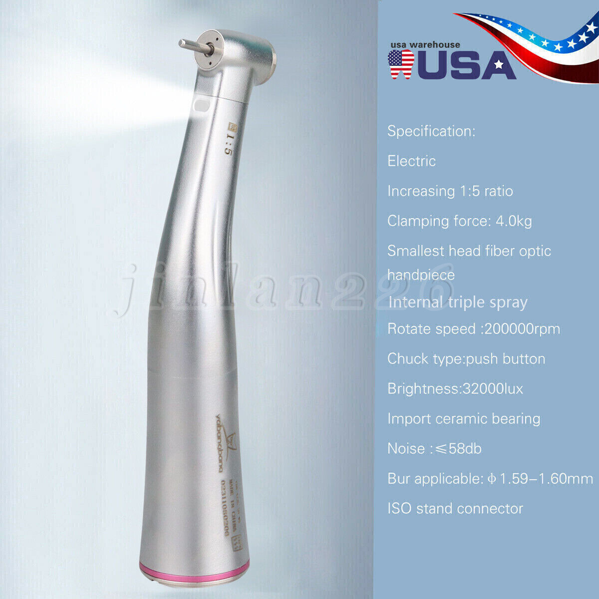 Bien Air Style Dental Hi Speed Fiber Optic 1:5 L Electric Handpiece Contra Angle