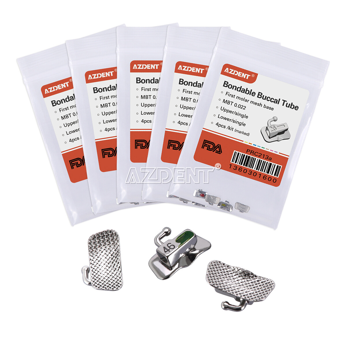 AZDENT Dental Orthodontic Bondable Buccal Tubes MBT Roth 022 1st Molar Non-Conv