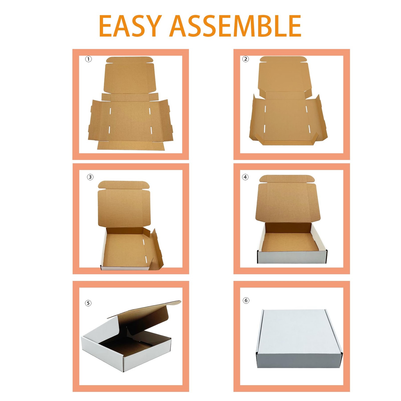 8x8x2 Inches Shipping Boxes Set of 25,White Corrugated Mailing Cardboard Box …