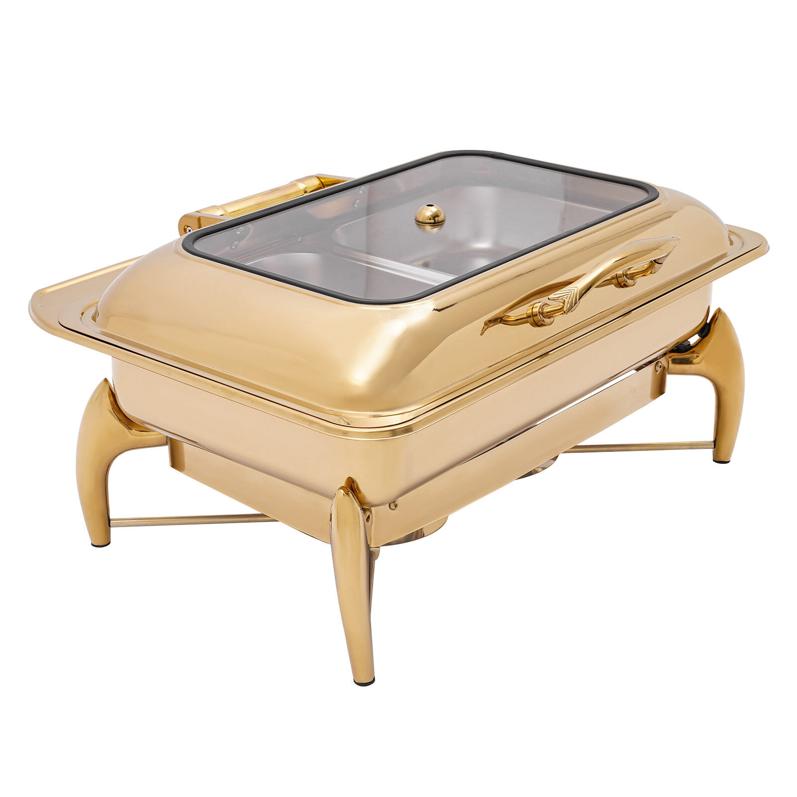 Gold 9QT Roll Top Chafing Dish Buffet Set Stainless Steel with Fuel Holder Home