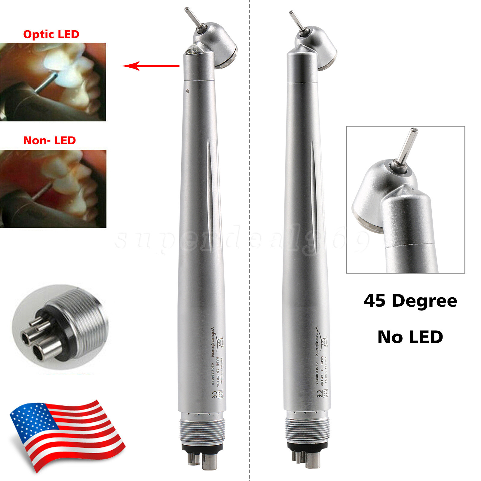 1-10*Dental 45° LED E-generator High Speed Handpiece Turbine 4Hole for NSK po
