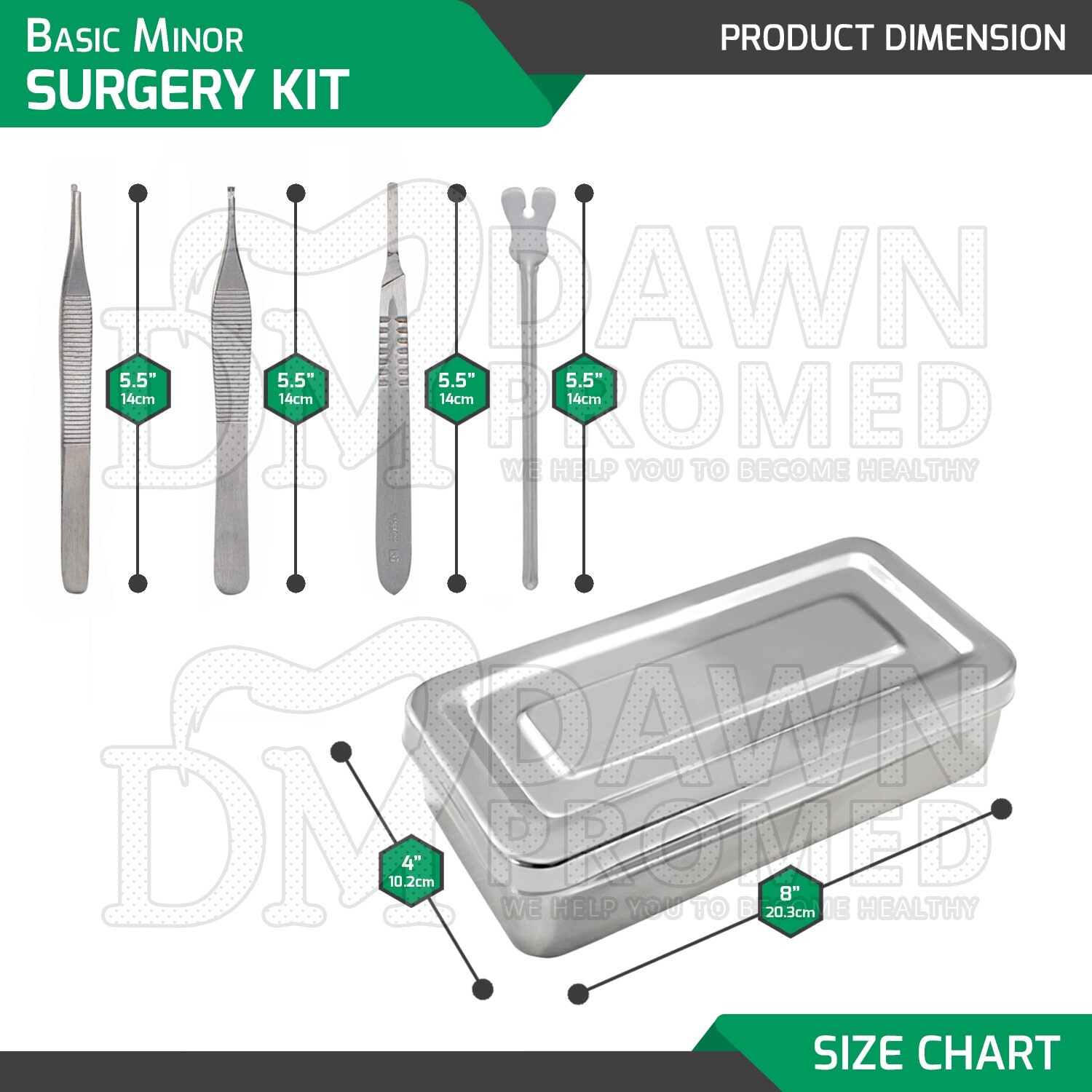 13 Pcs Basic Minor Surgery Set With Stainless Box Surgical Instruments German Gr