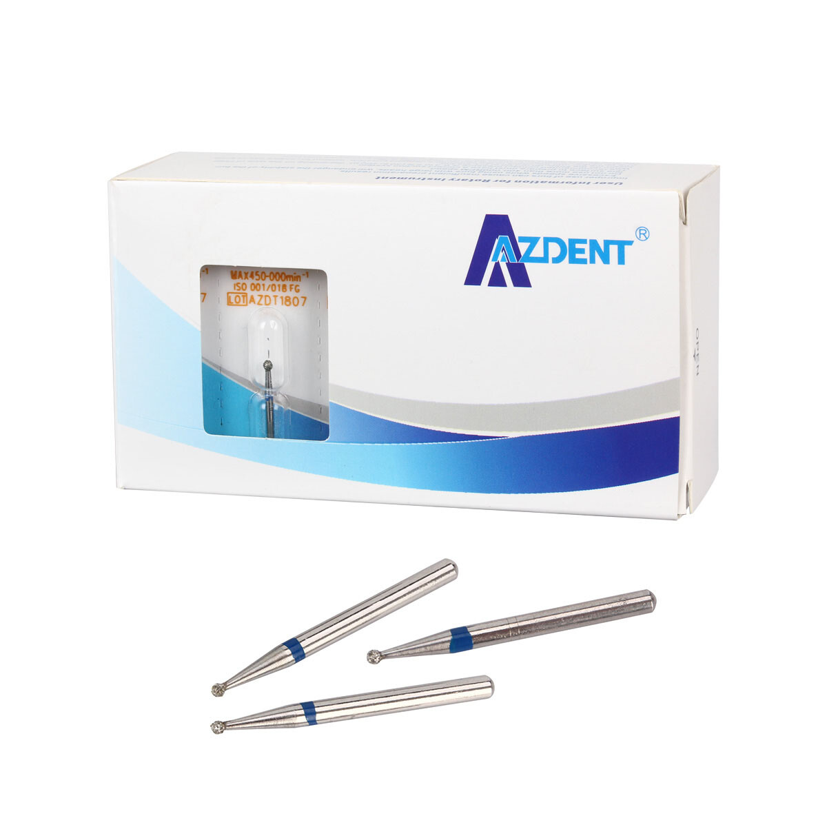 10Pc AZDENT Dental Diamond Bur FG Tapered Round BR TF For High Speed Handpiece
