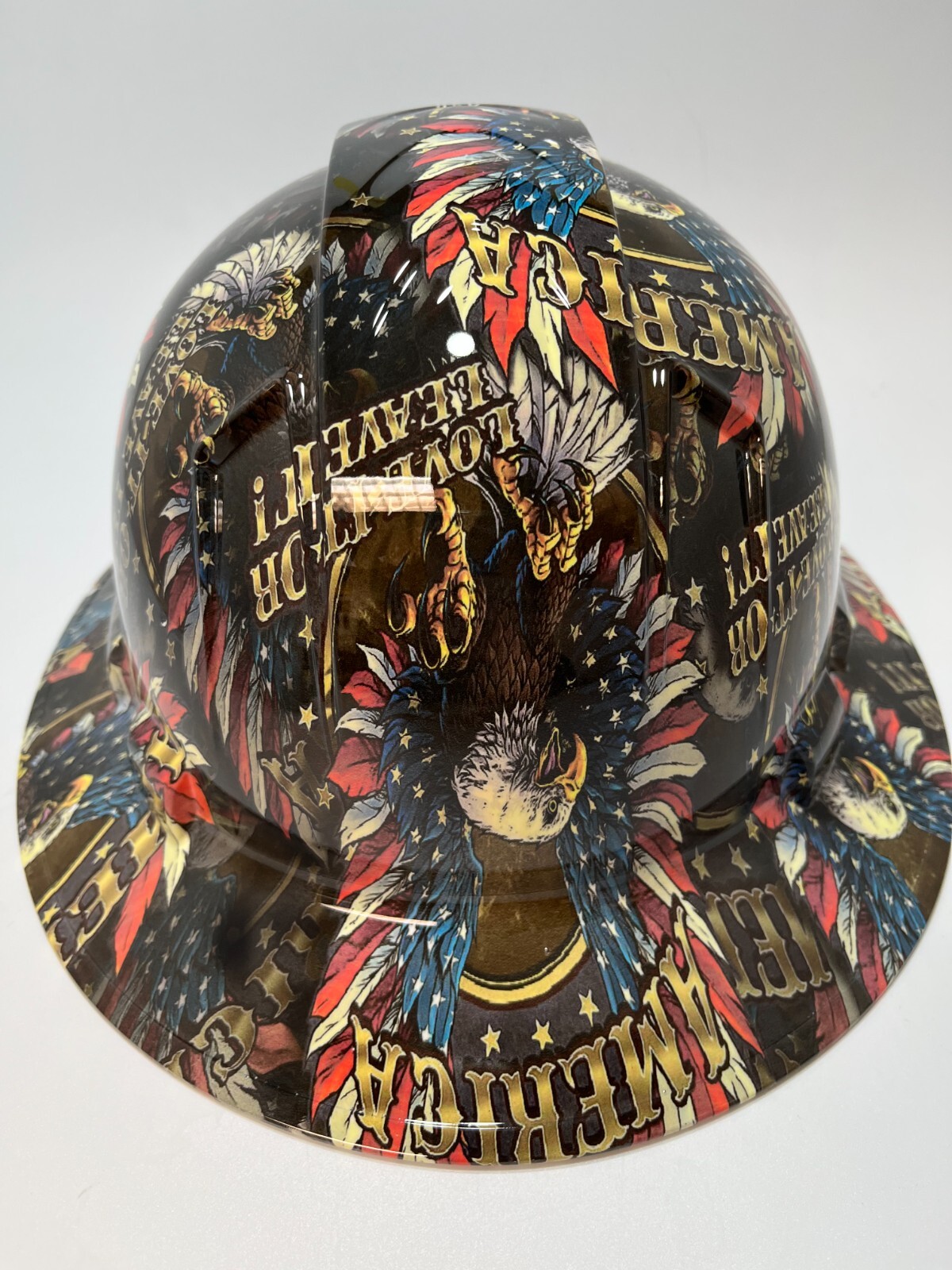 New Full Brim Hard Hat Custom Hydro Dipped AMERICA LOVE IT OR LEAVE IT