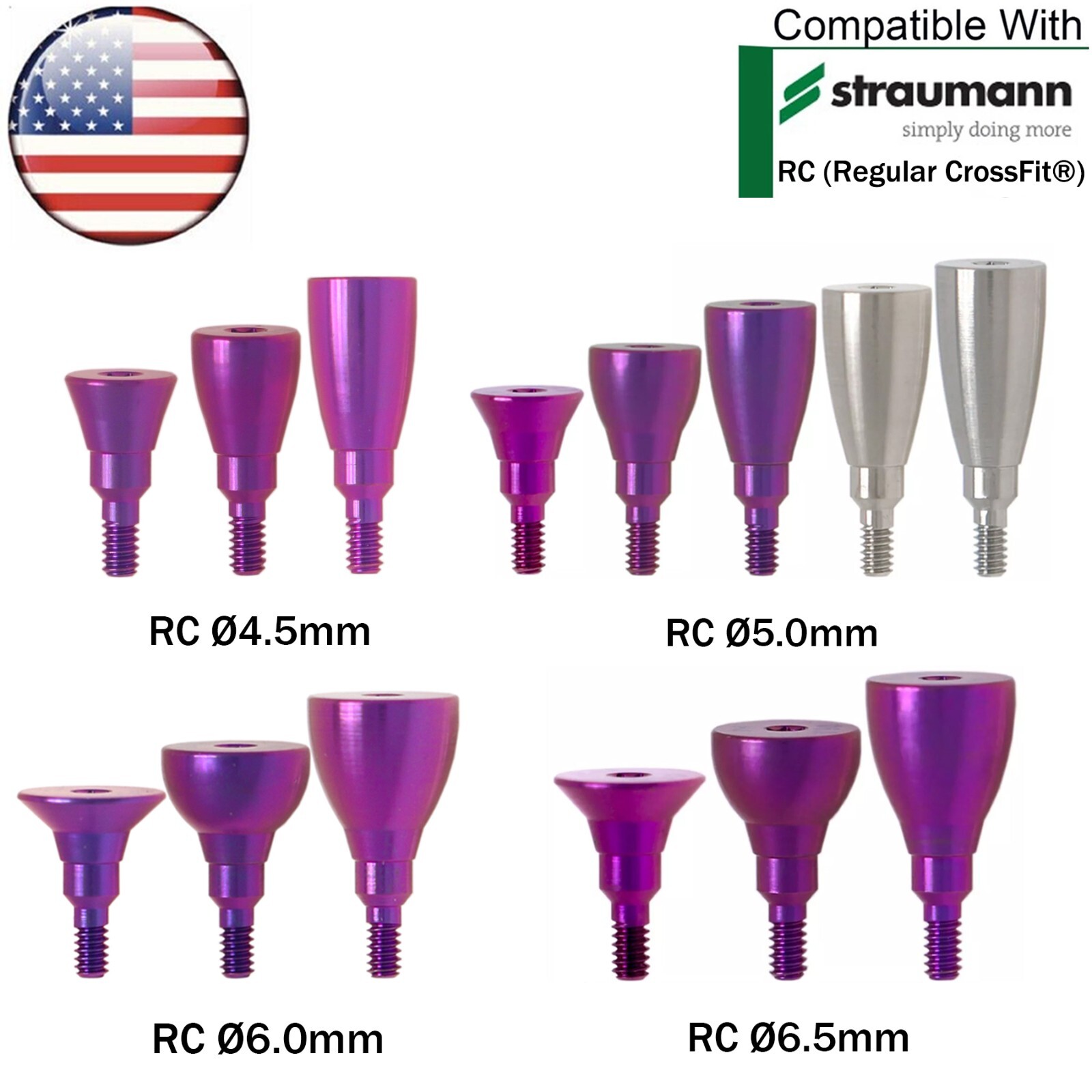 US Dental NC/RC Healing Abutment Closure Caps Mini Regular Fit Straumann ITI BLT