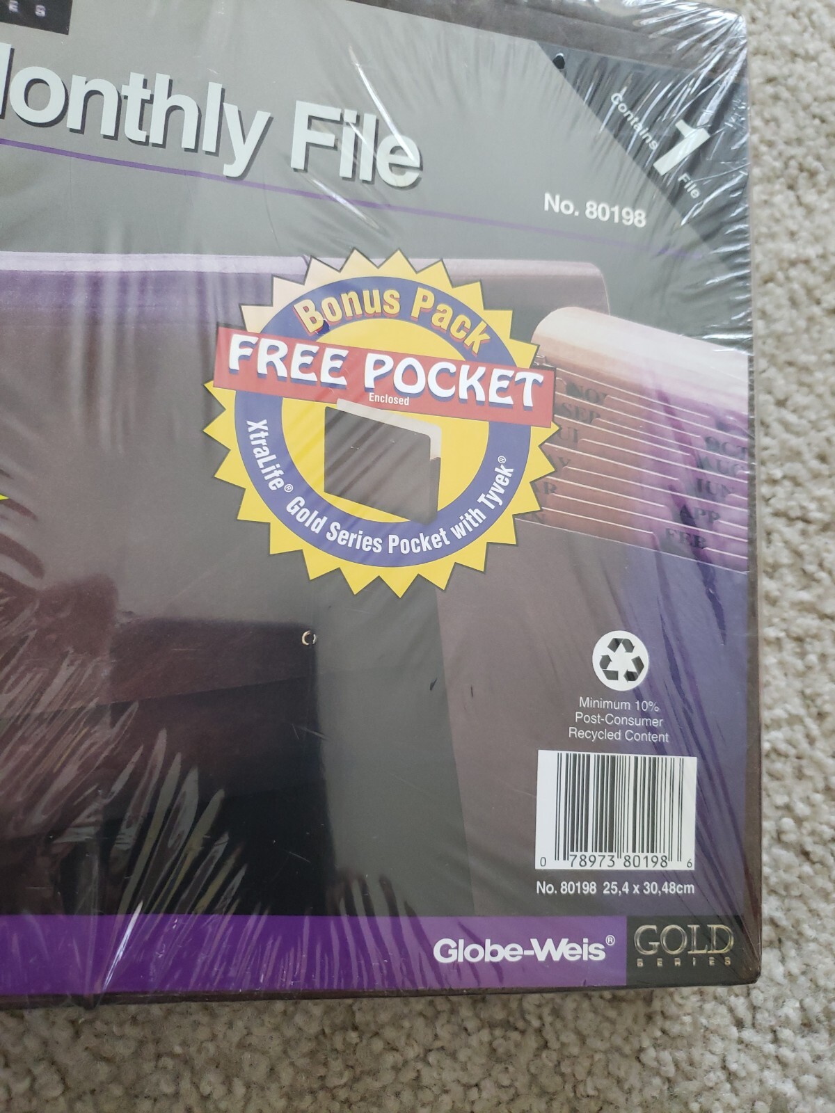 Globe-Weis Gold Series Xtralife Monthly File Tyvek Exterior Seal Premium Quality