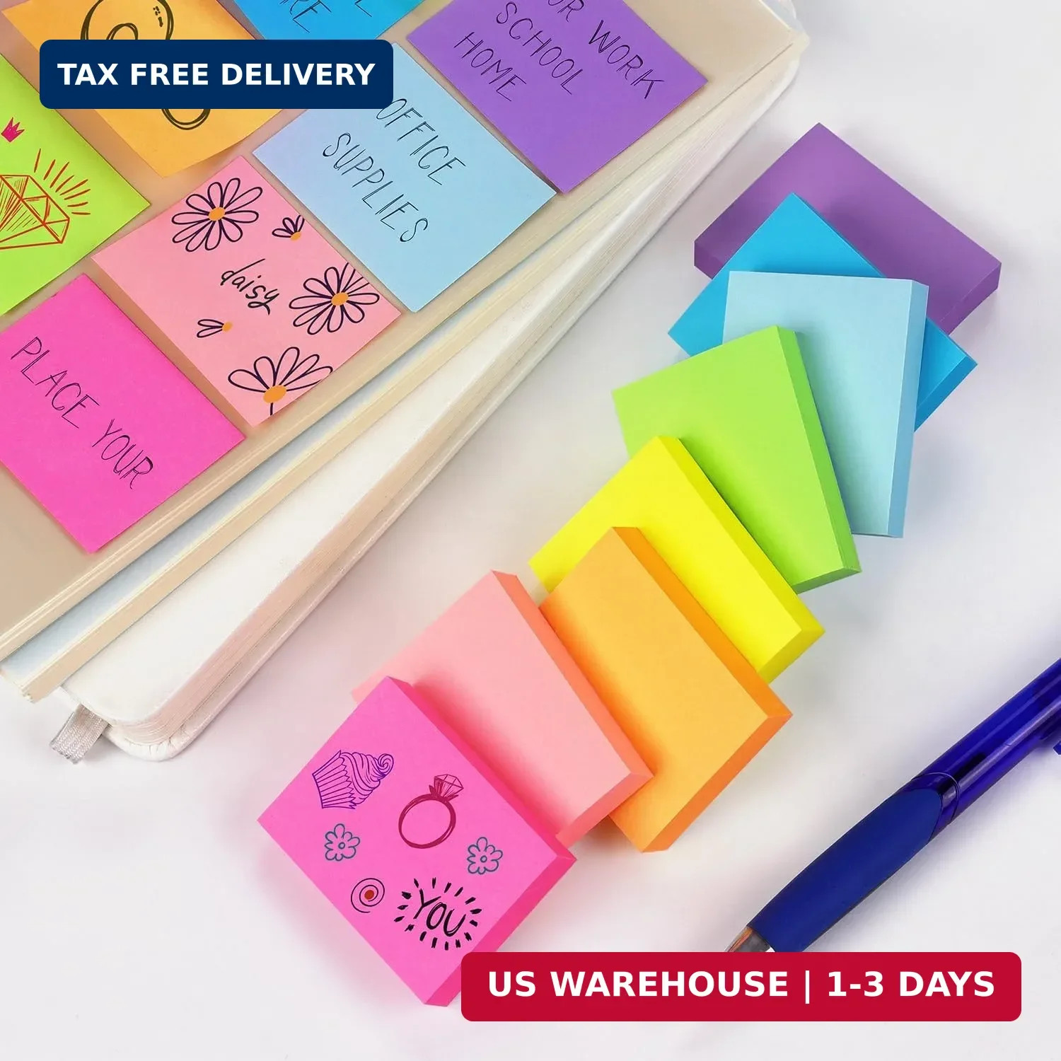 24 Pads Sticky Notes 1.5×2 inch Bright Colors Self-Stick Pads Total 1920 Sheets