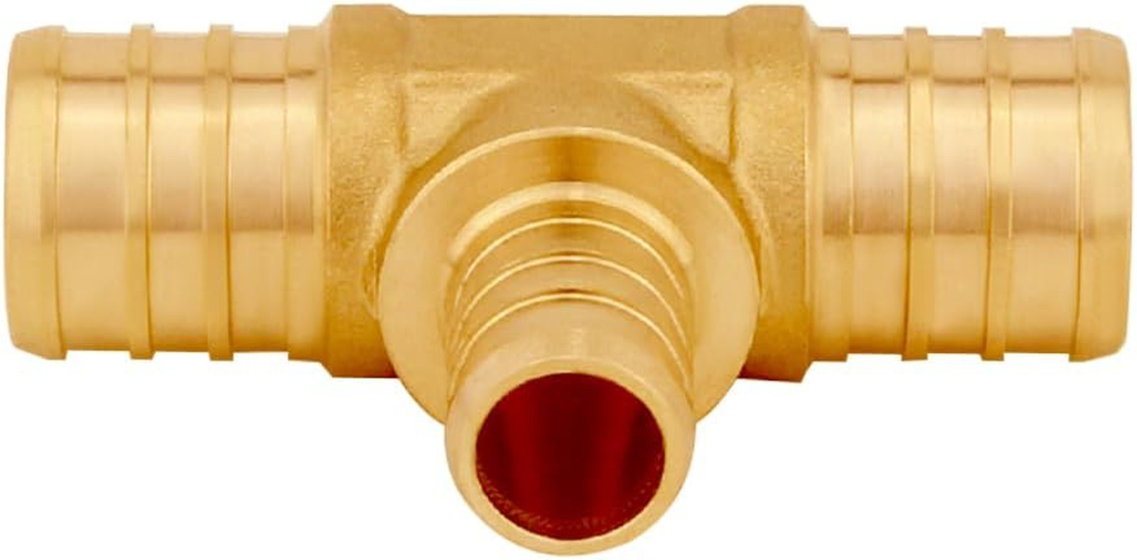 Uenede 8PCS LF Brass 3/4 to 1/2 to 3/4 Inch PEX Tee Reducer 3 Way Coupling Barb
