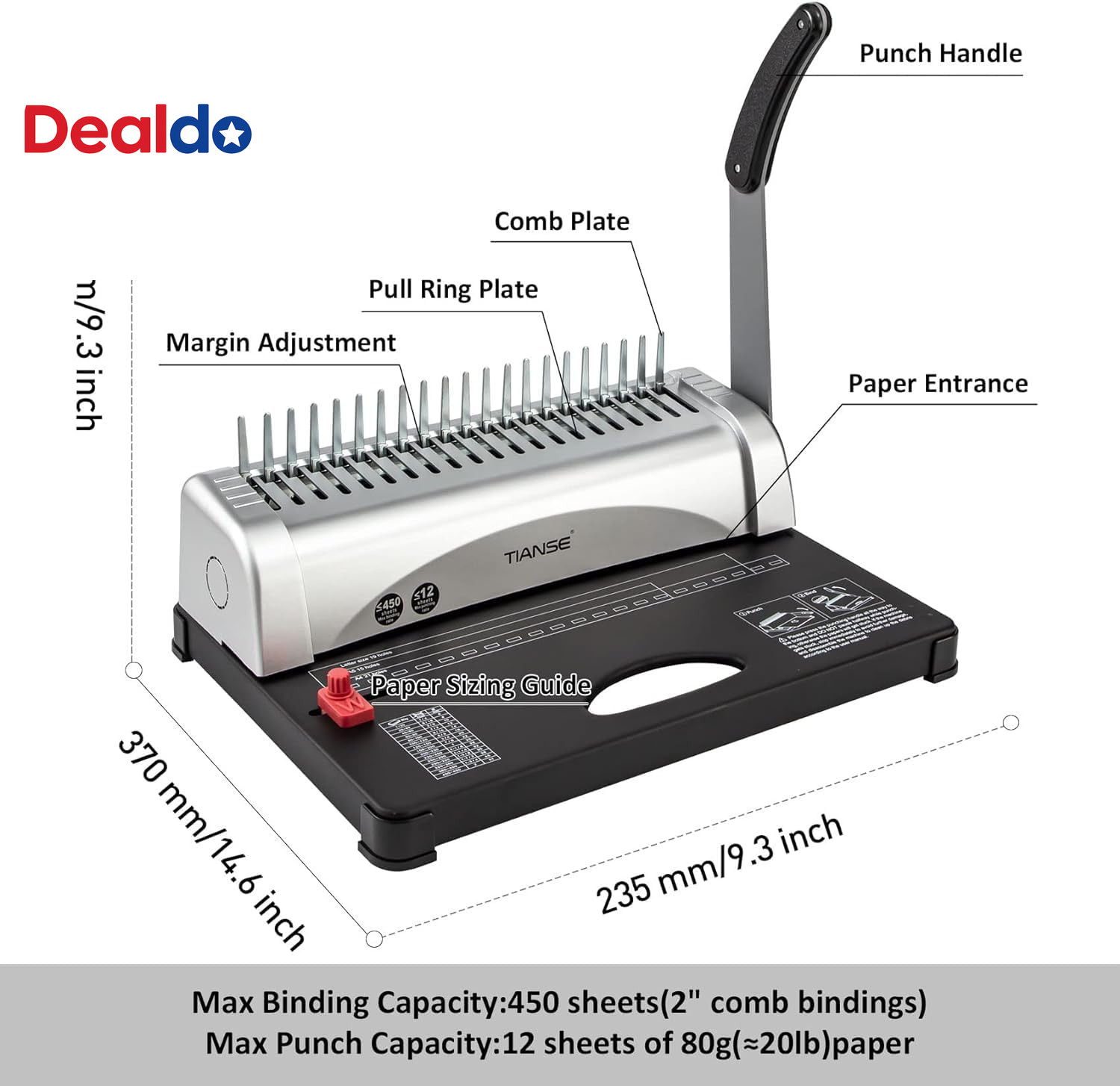 Binding Machine, 21-Holes, 450 Sheets, Comb Binding Machines with Starter Kit 10