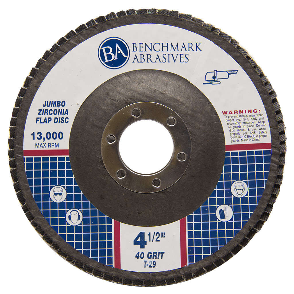 10 Pack 4.5” x 7/8″ Jumbo 40 Grit Zirconia Flap Disc Grinding Wheels T29