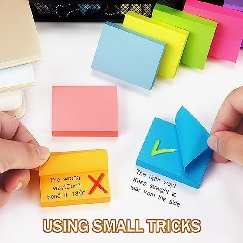Sticky Notes 1.5X2 Inch Bright Colors Self-Stick Pads 8 Pads/Pack 100 Sheets/Pad