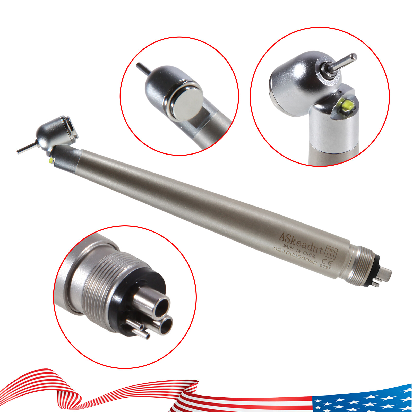 NSK Style Dental Surgical Handpiece 45 Degree High Speed 4 H E-generator LED sa