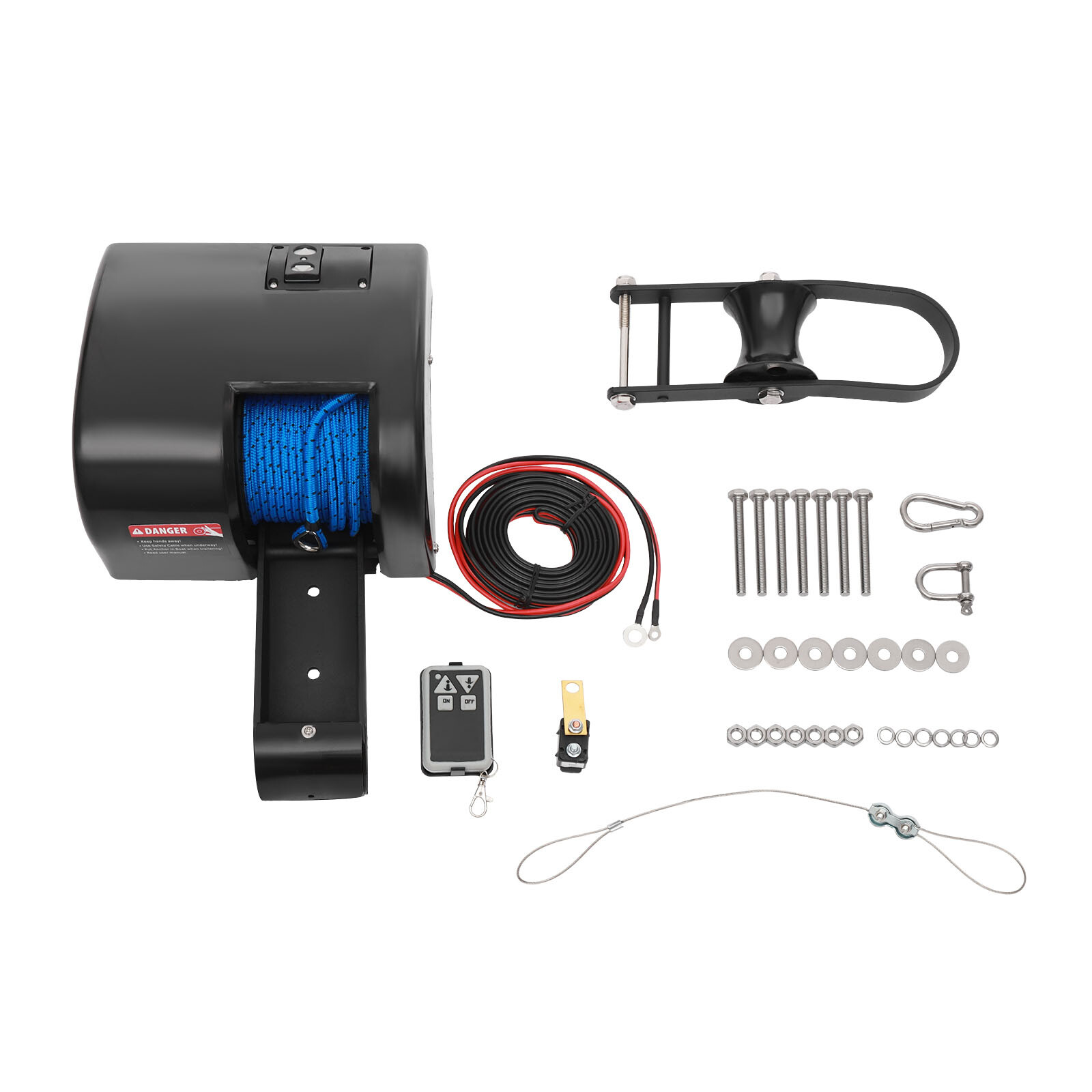 35lbs Electric Anchor Winch with Roller & Remote Control for Boat Marine Winch