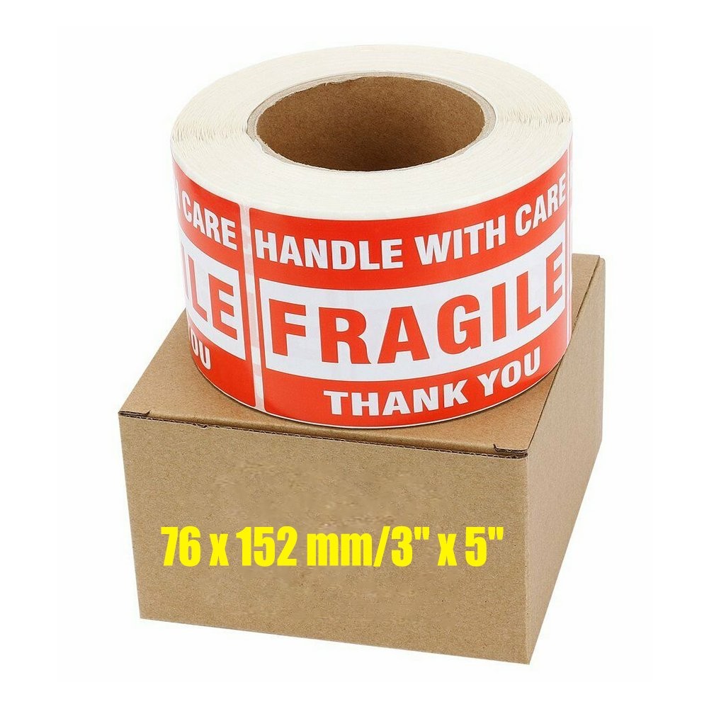 2 Rolls 500/Roll 3×5 Fragile shipping Labels/Stickers Handle With Care Thank You