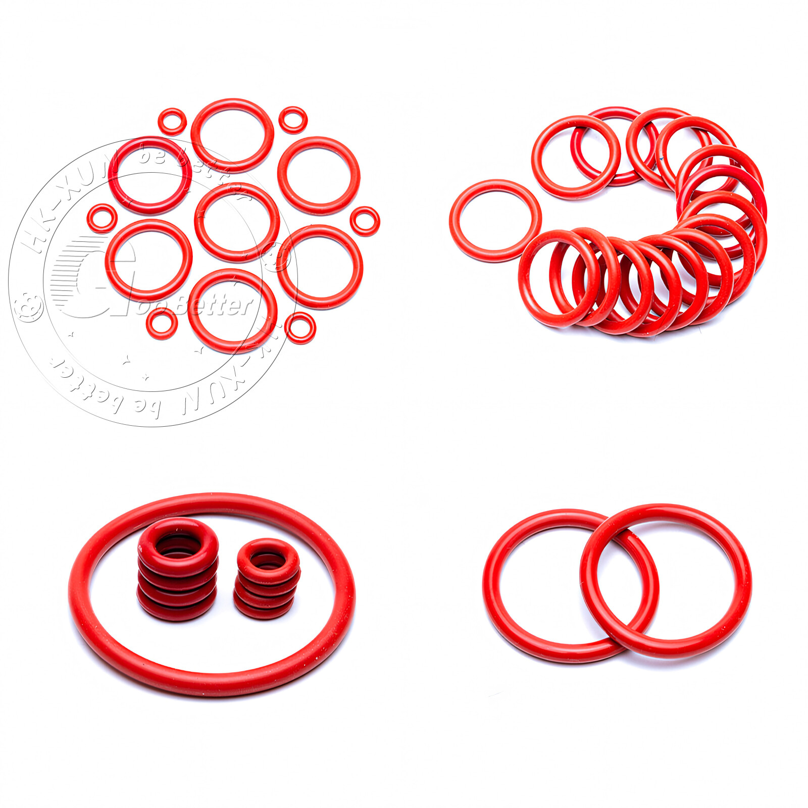 Food Grade O-Ring 5mm Cross Section 18mm-90mm OD Red Silicone Seals O-Rings