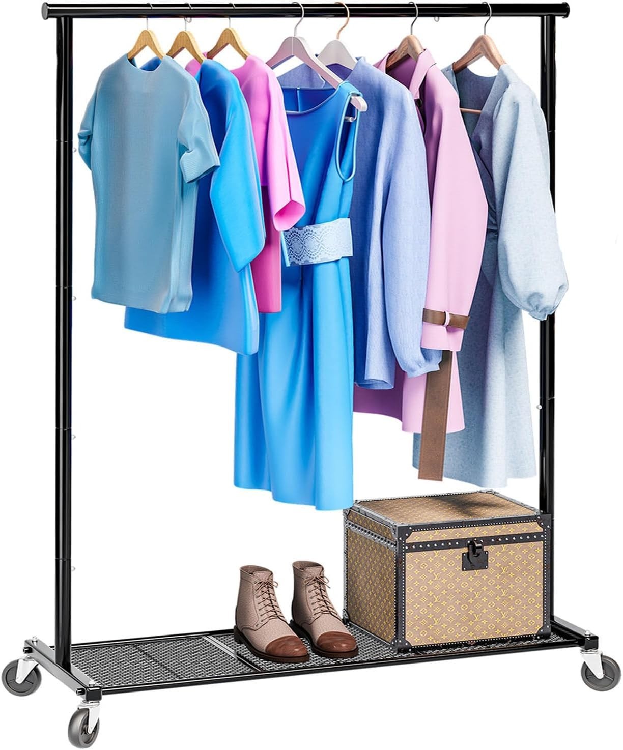 Clothing Clothes Rack on Wheels Heavy Duty Portable Wardrobe Storage