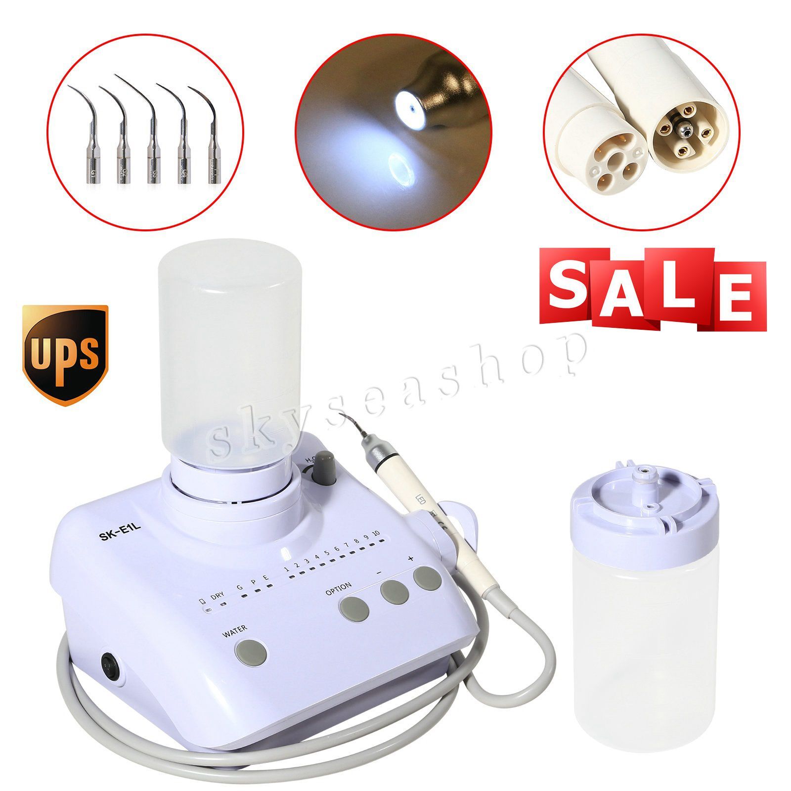 Ultrasonic Piezo Dental Scaler Handpiece 2*Bottles LED/NO-LED Fit EMS Cavitron E