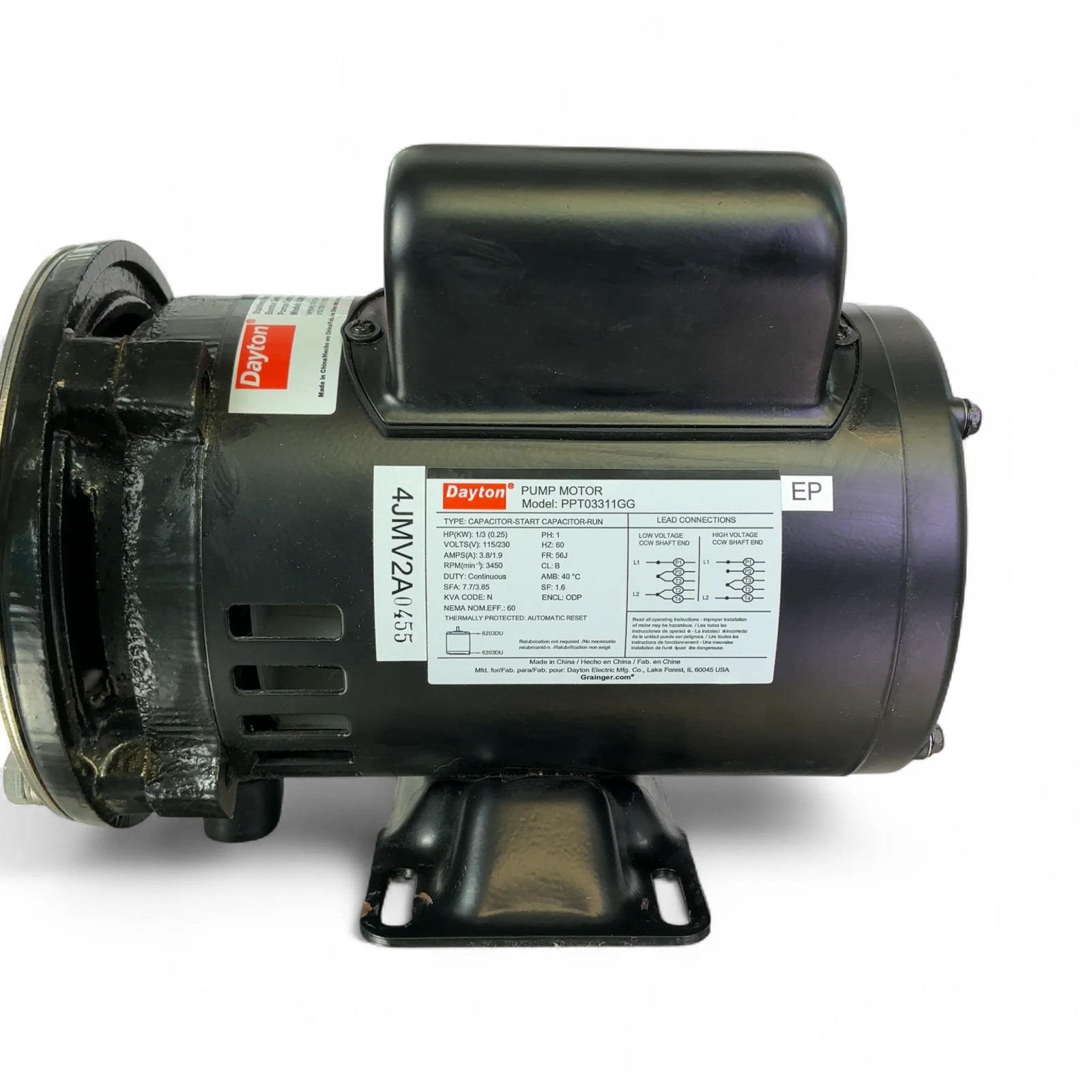 Dayton Stainless Steel Centrifugal Pump 4JMV2A / PPT03311GG USED Works (BO!)